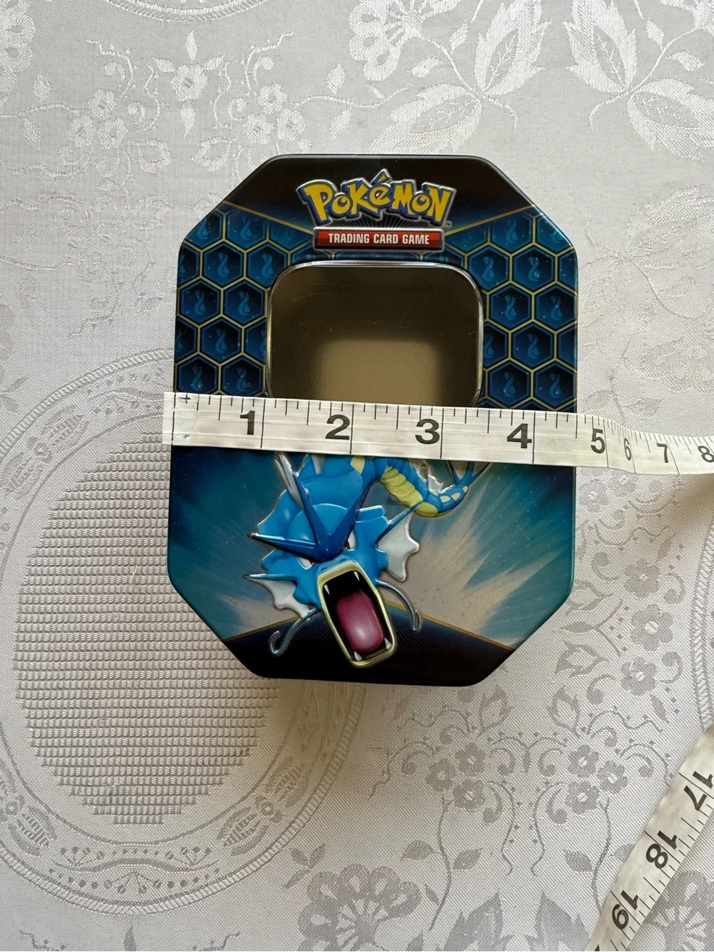 Pokémon Hidden Fates Trading Card Game Empty Tin Box with Gyarados Artwork Blue